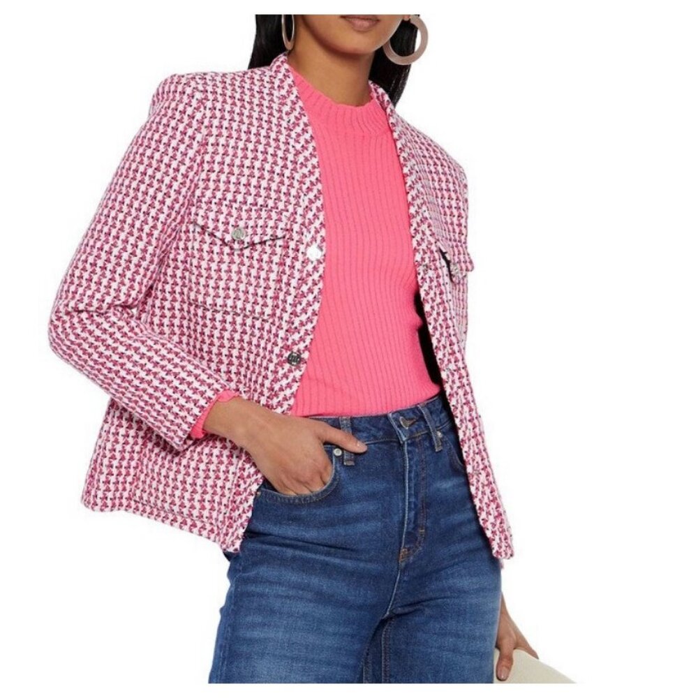 NWT Maje Vyza Tweed Blazer Jacket in Fuchsia